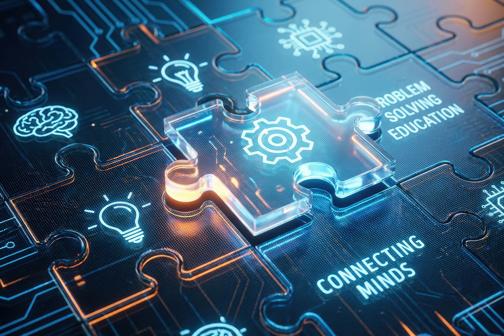 Puzzle pieces representing different aspects of software implementation