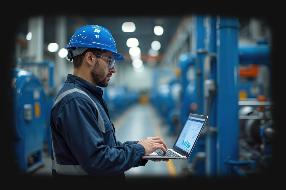 Engineer accessing accurate documents on shop floor