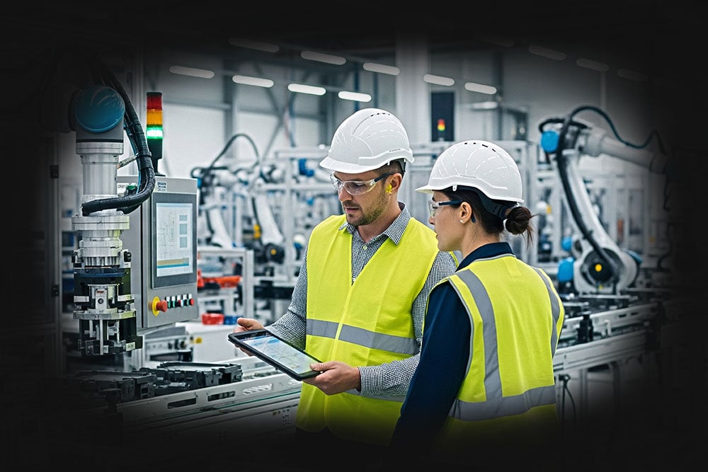 Engineers on manufacturing floor