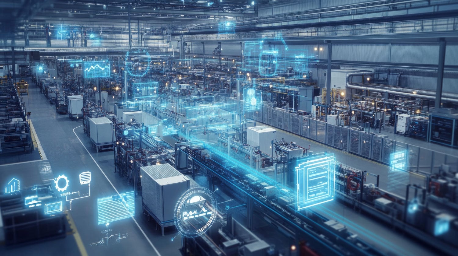 Process manufacturing plant floor with digital engineering images